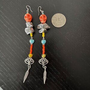 Colorful Skull hanging earrings!